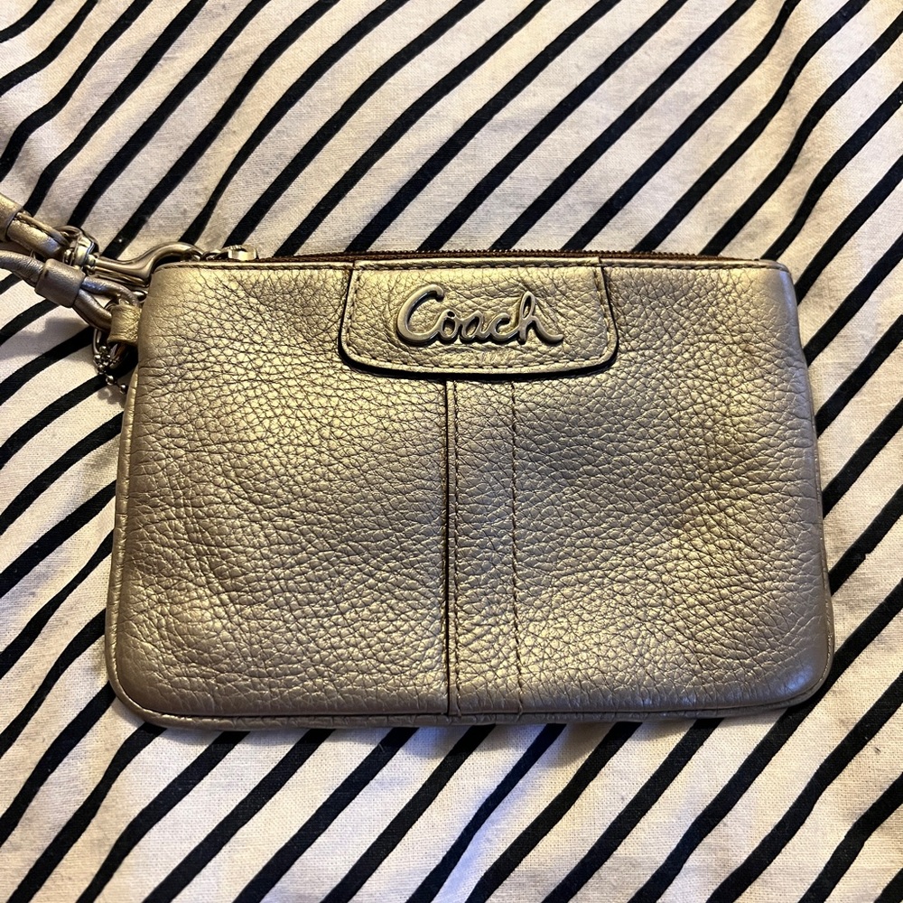 Silver Coach wristlet
